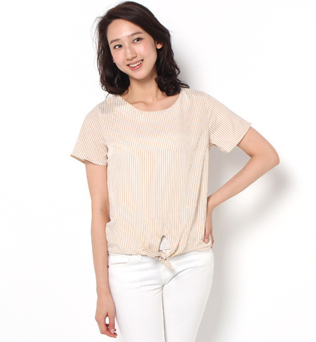 ストライプリボンブラウス