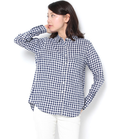 フレンチリネンギンガムシャツ