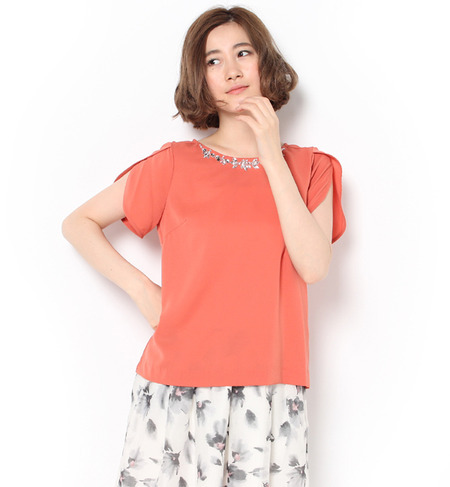 ジョーゼットビジュ刺繍ブラウス