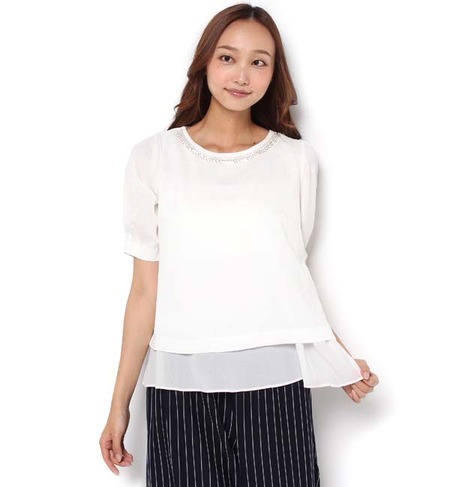 【テチチ/Te chichi】 ツイードビジュ×シフォンブラウス [送料無料]