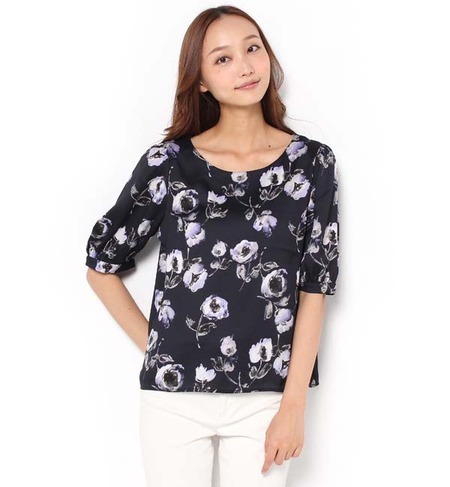 【テチチ/Te chichi】 バックサテンフラワープリントブラウス [送料無料]