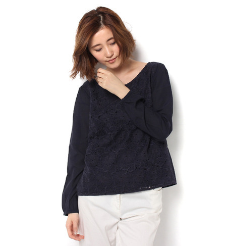 【テチチ/Te chichi】 オーガンジー刺繍ブラウス [送料無料]