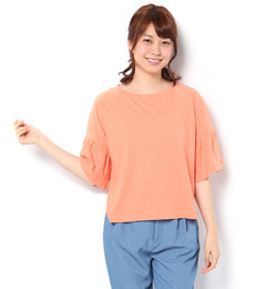 【テチチ/Te chichi】 フレンチリネン混袖ギャザープルオーバー [3000円(税込)以上で送料無料]