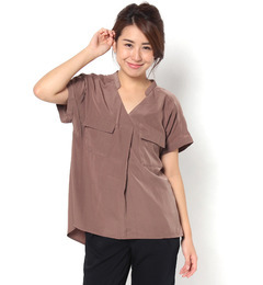【テチチ/Te chichi】 胸ポケット付Ｖネックブラウス [3000円(税込)以上で送料無料]