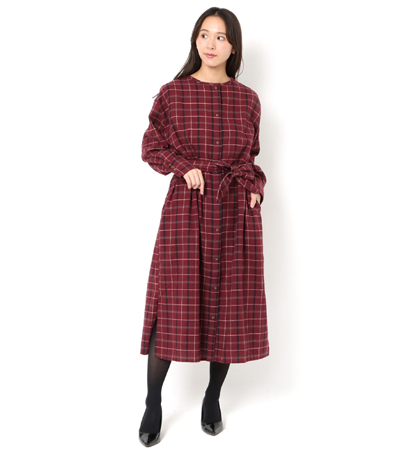 チェックノーカラーワンピース Ls Te Chichi テチチ の通販 アイルミネ チェックノーカラーワンピース Ls Te Chichi テチチ の通販 アイルミネ