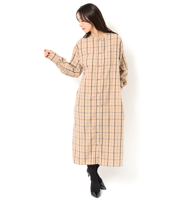 チェックノーカラーワンピース Ls Te Chichi テチチ の通販 アイルミネ チェックノーカラーワンピース Ls Te Chichi テチチ の通販 アイルミネ