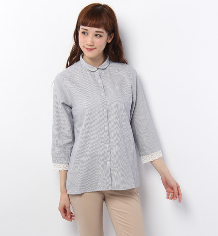 袖レース前開きシャツ