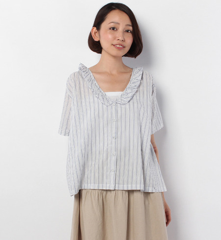 柄アソートドビーストライプブラウス