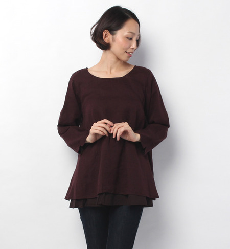 千鳥柄フルイドラインブラウス