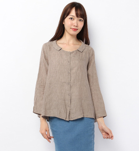 リネン前開きブラウス