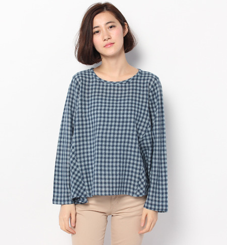 ウールガーゼギンガムブラウス