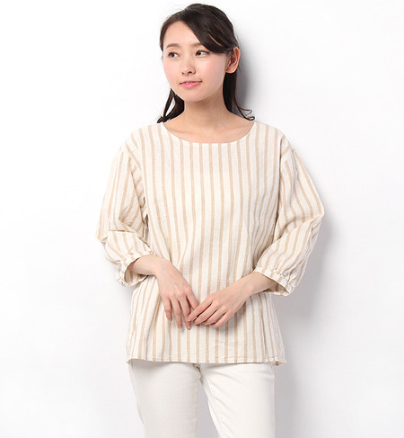 綿麻ストライプブラウス