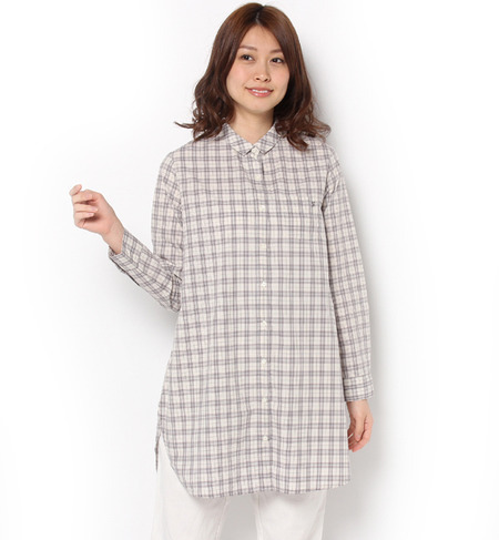 ギザ綿チェックロングシャツ