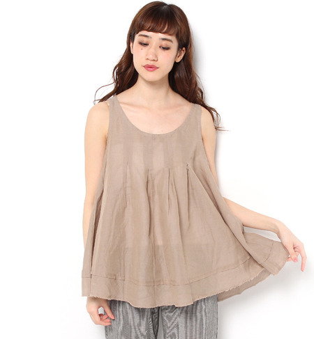 裾切りっぱなしノースリーブブラウス