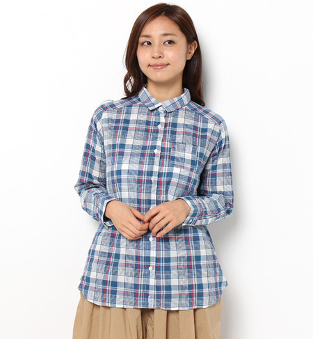 シャーリングチェックシャツ