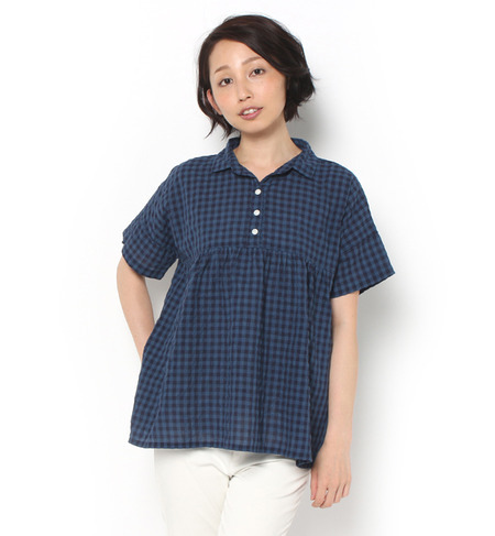 ギンガムプルオーバーシャツ