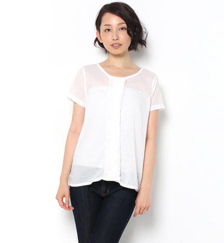 ボイル前立てレースブラウス