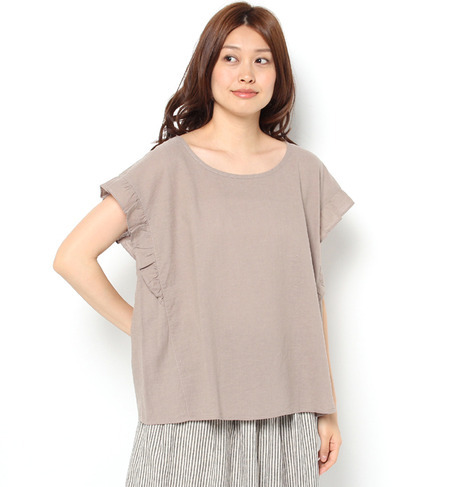 綿麻フリルポンチョブラウス