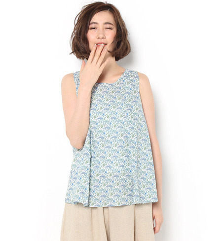 【サマンサモスモス/Samansa Mos2】 綿麻花柄ノースリーブブラウス [送料無料]