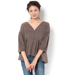 【サマンサモスモス/Samansa Mos2】 Ｖネックフレアカットソー [3000円(税込)以上で送料無料]