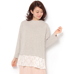 【サマンサモスモス/Samansa Mos2】 裾レーススタンド衿プルオーバー [3000円(税込)以上で送料無料]