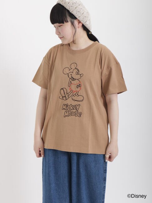 Disney】ミッキー/ぽこぽこ刺繍Tシャツ|Samansa Mos2(サマンサモスモス