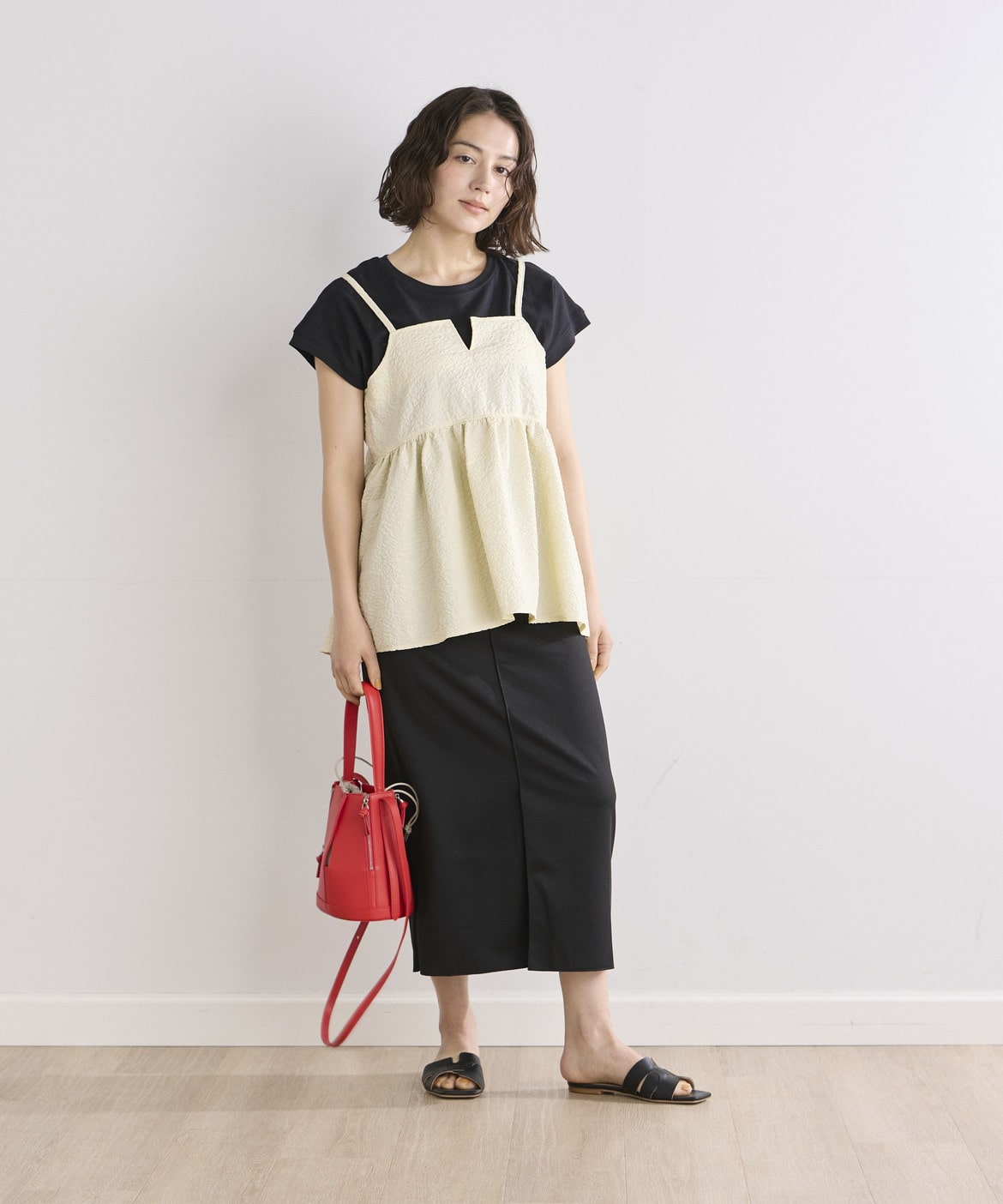 ベネボレント M L 黒 花柄 見当たら メッシュ キャミ チュニック