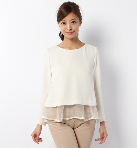 シースルーペプラムブラウス