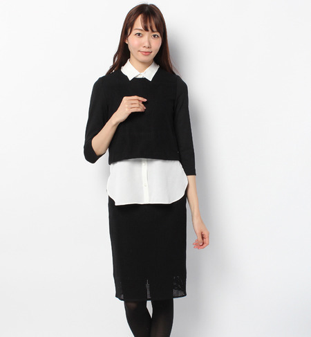 ARIANERO カットワークトップス+タイトスカートSET