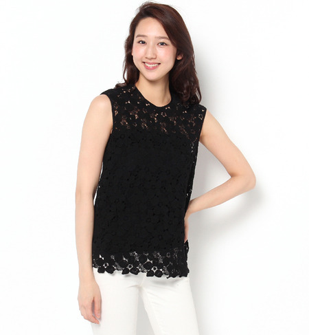 コットンレースノースリーブブラウス