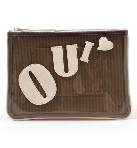 クリア&ストライプクラッチバッグ