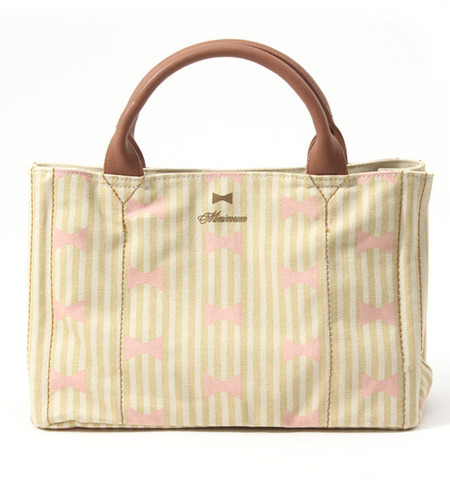 リボン×ストライプミニトートバッグ