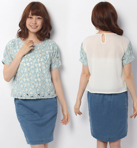 フラワーレースブラウスプルオーバー