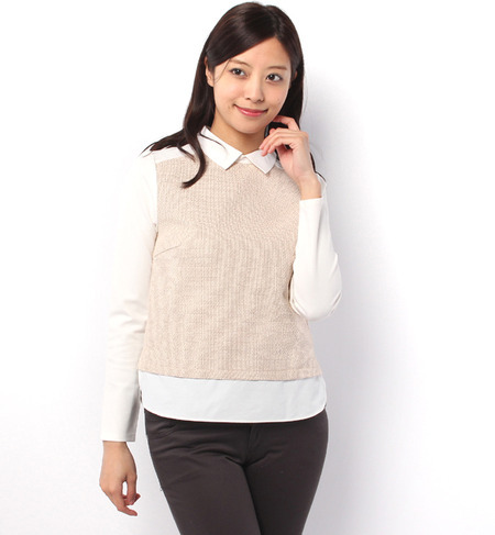 ツイード調レイヤードシャツ