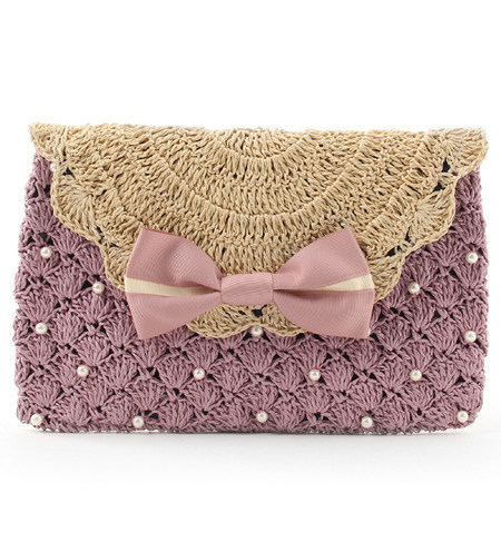 リボンパールビーズクラッチバッグ