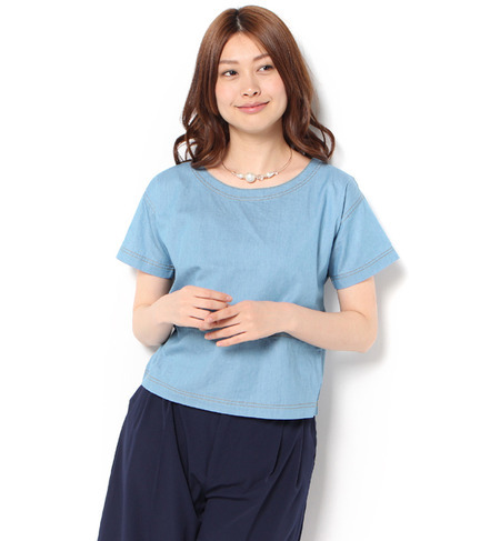 チョーカー付きデニムシャツ