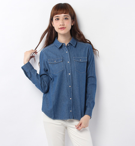 フラップポケットデニムシャツ