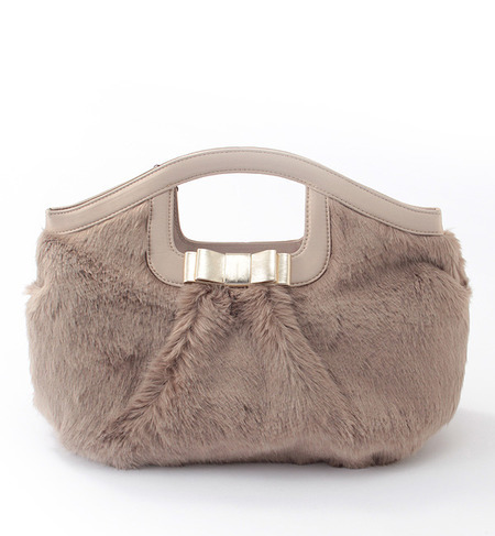 リボン付きフェイクファー2WAYバッグ