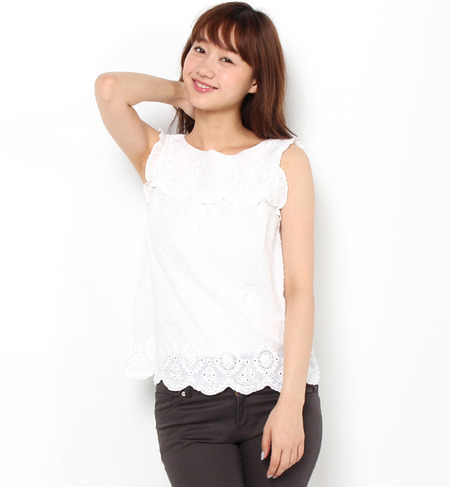レースノースリーブトップス