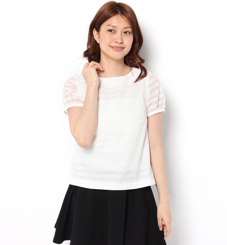 【アナトリエ/anatelier】 ボーダーラッセルレースブラウス [送料無料]
