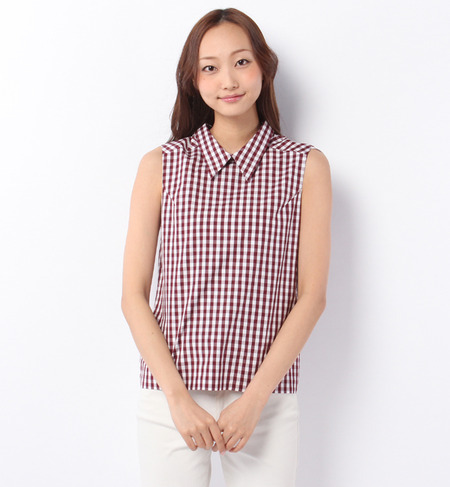 ノースリーブチェックブラウス