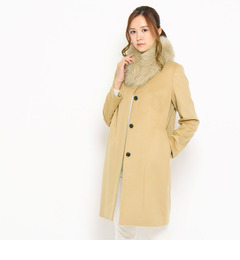 【アンタイトル/UNTITLED】 カシミヤ混ノーカラーコート [送料無料]