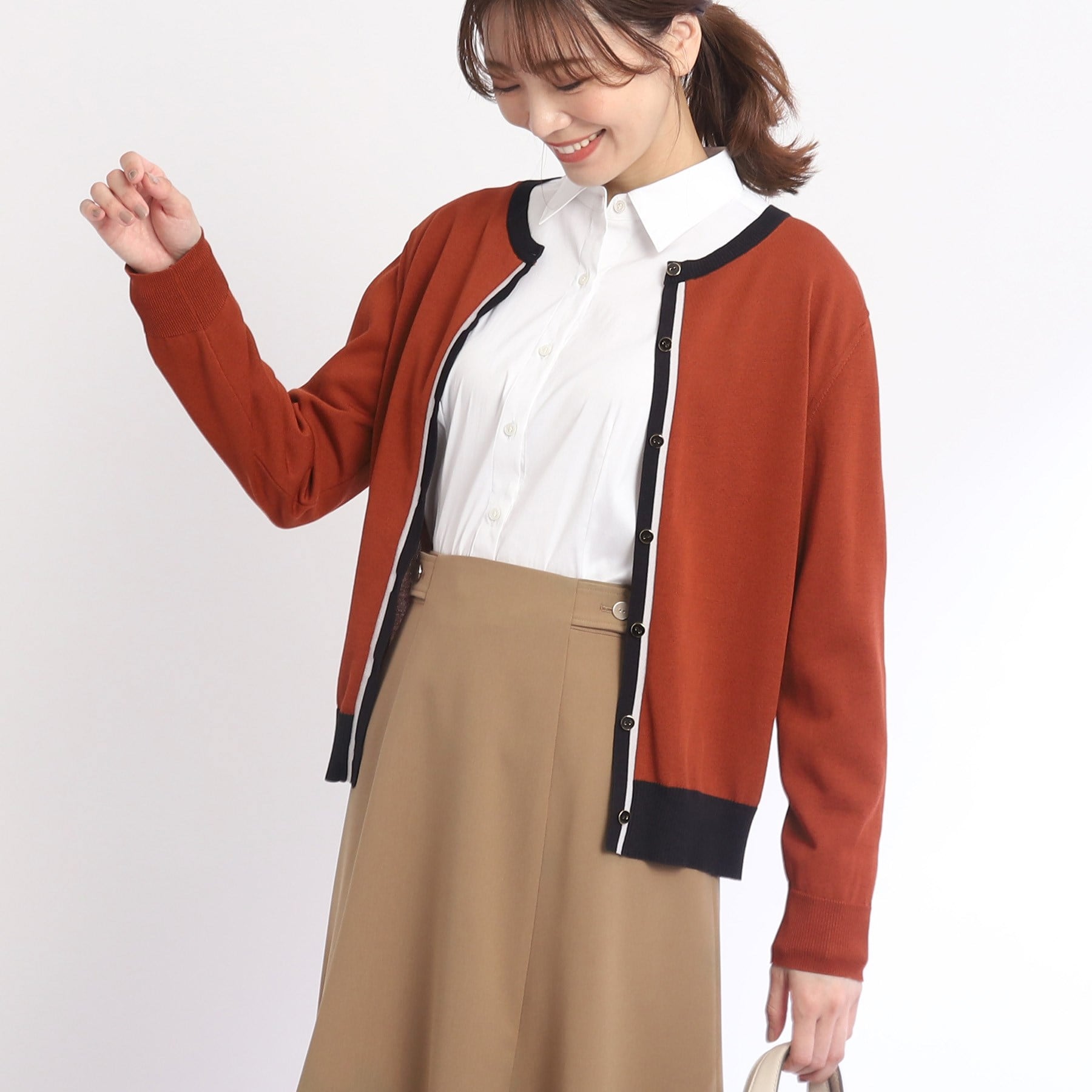 【WEB限定カラーあり／洗える】バイカラーカーディガン