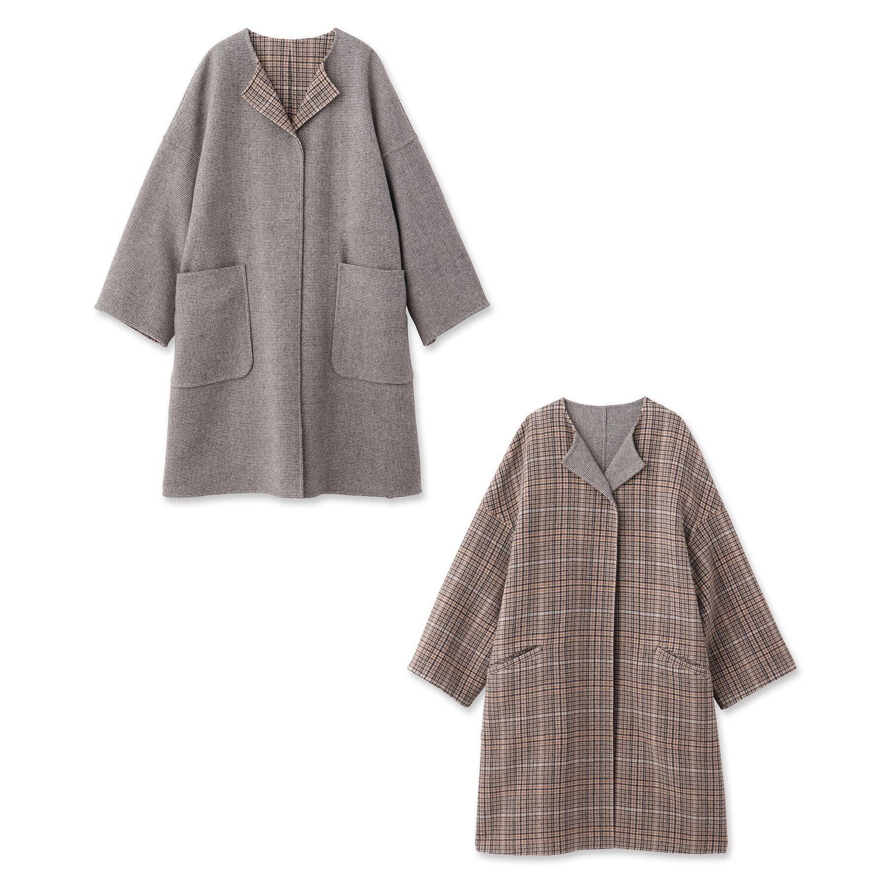 CLASSY.12月号掲載】【両面楽しめる】ウールチェックリバーシブル
