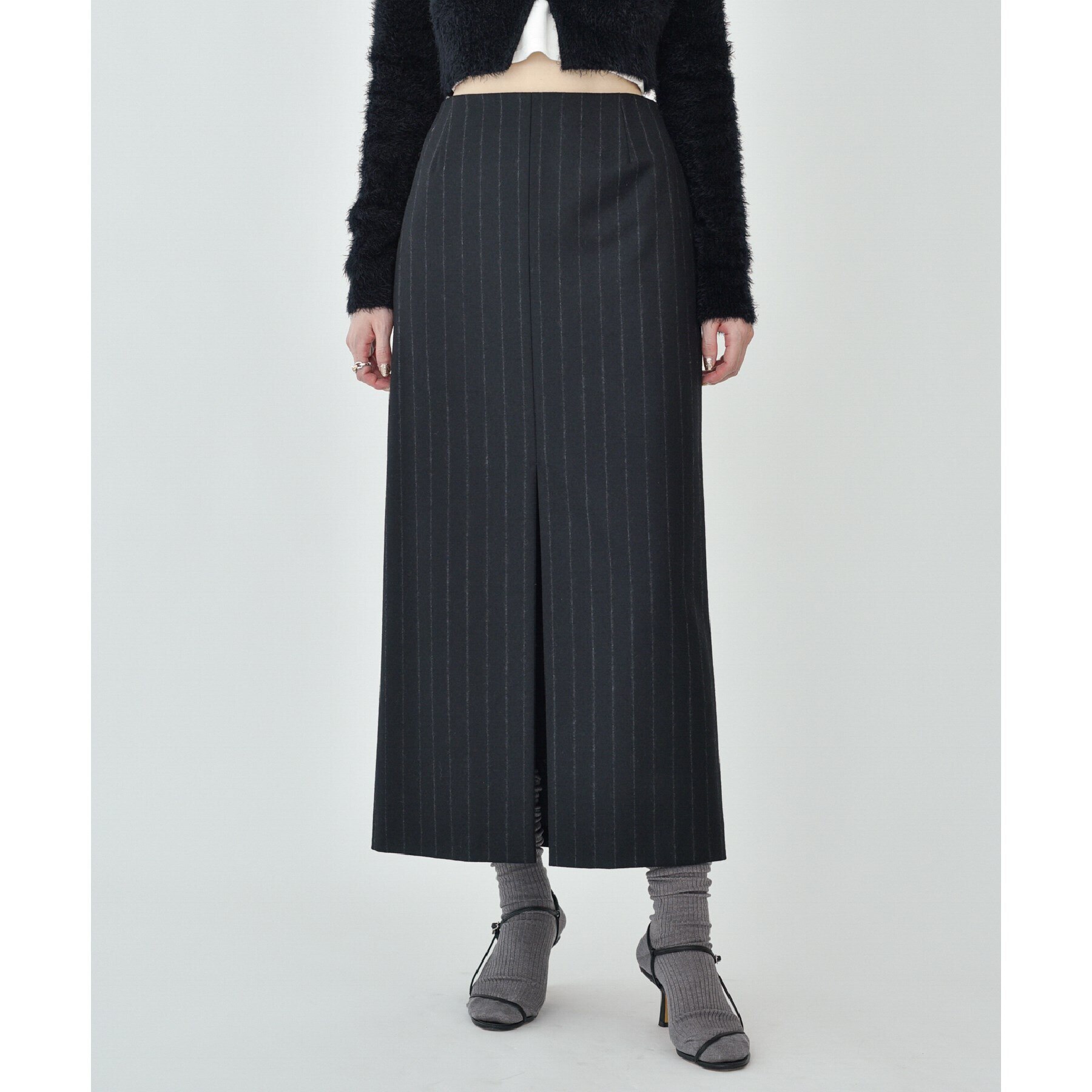 CODE A ｜ wool stripe slit long skirt|DRESSTERIOR(ドレステリア)の