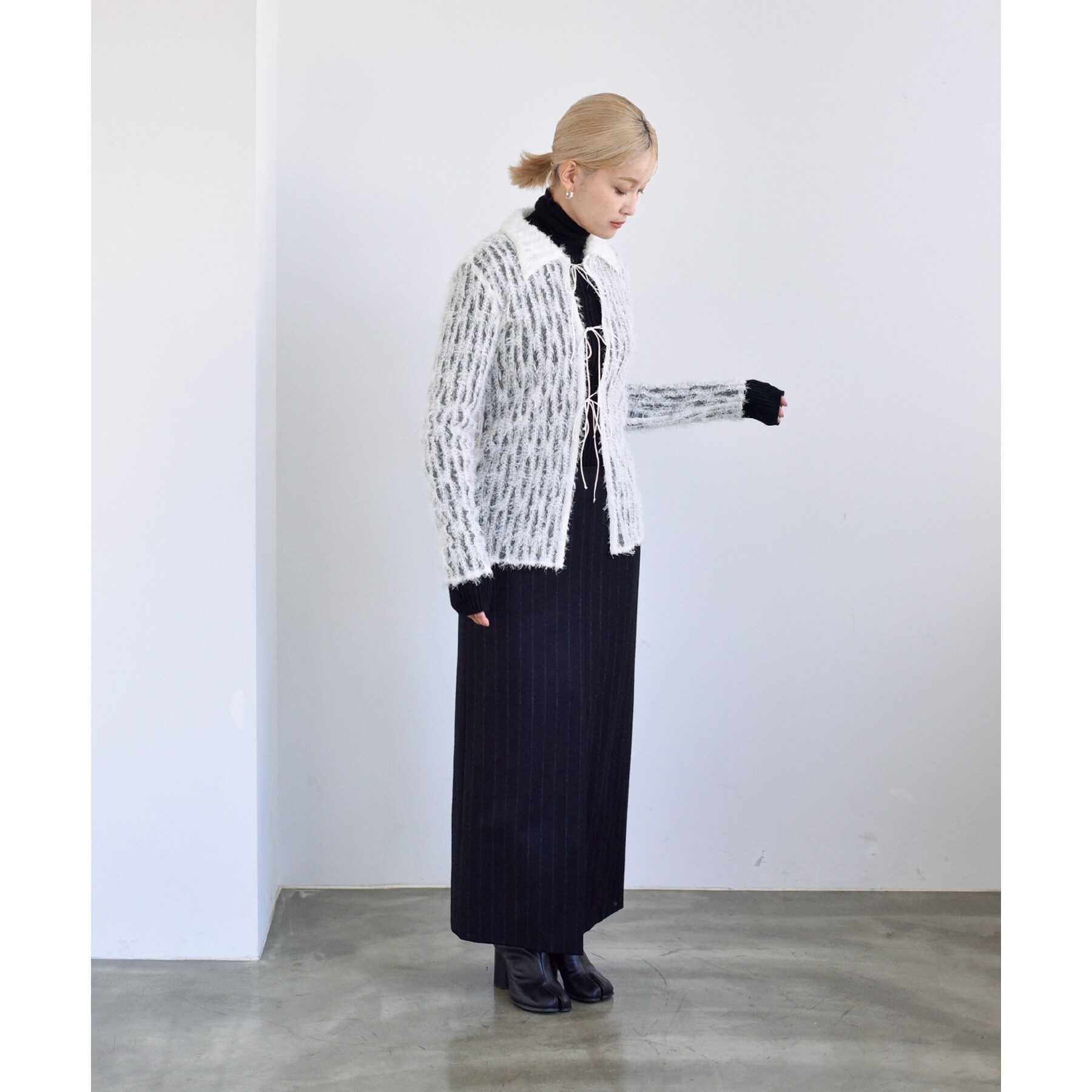 CODE A ｜ wool stripe slit long skirt|DRESSTERIOR(ドレステリア)の