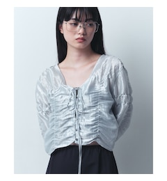 CODE A｜gathered shiny blouse