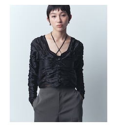 CODE A｜gathered shiny blouse