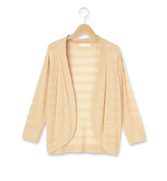 【グローブ/grove】 シャドーボーダー七分袖ニットカーディガン [3000円(税込)以上で送料無料]