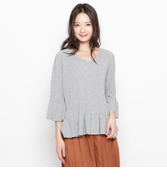 【グローブ/grove】 フリルVネックラメニット [3000円(税込)以上で送料無料]